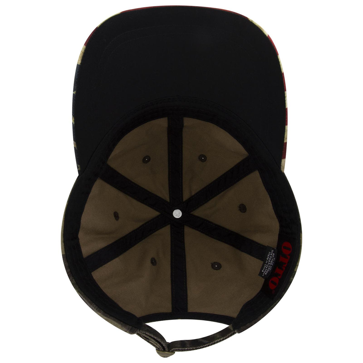 Inside View of CP008 - Camo 008 OTTO CAP 6 Panel Low Profile Baseball Cap