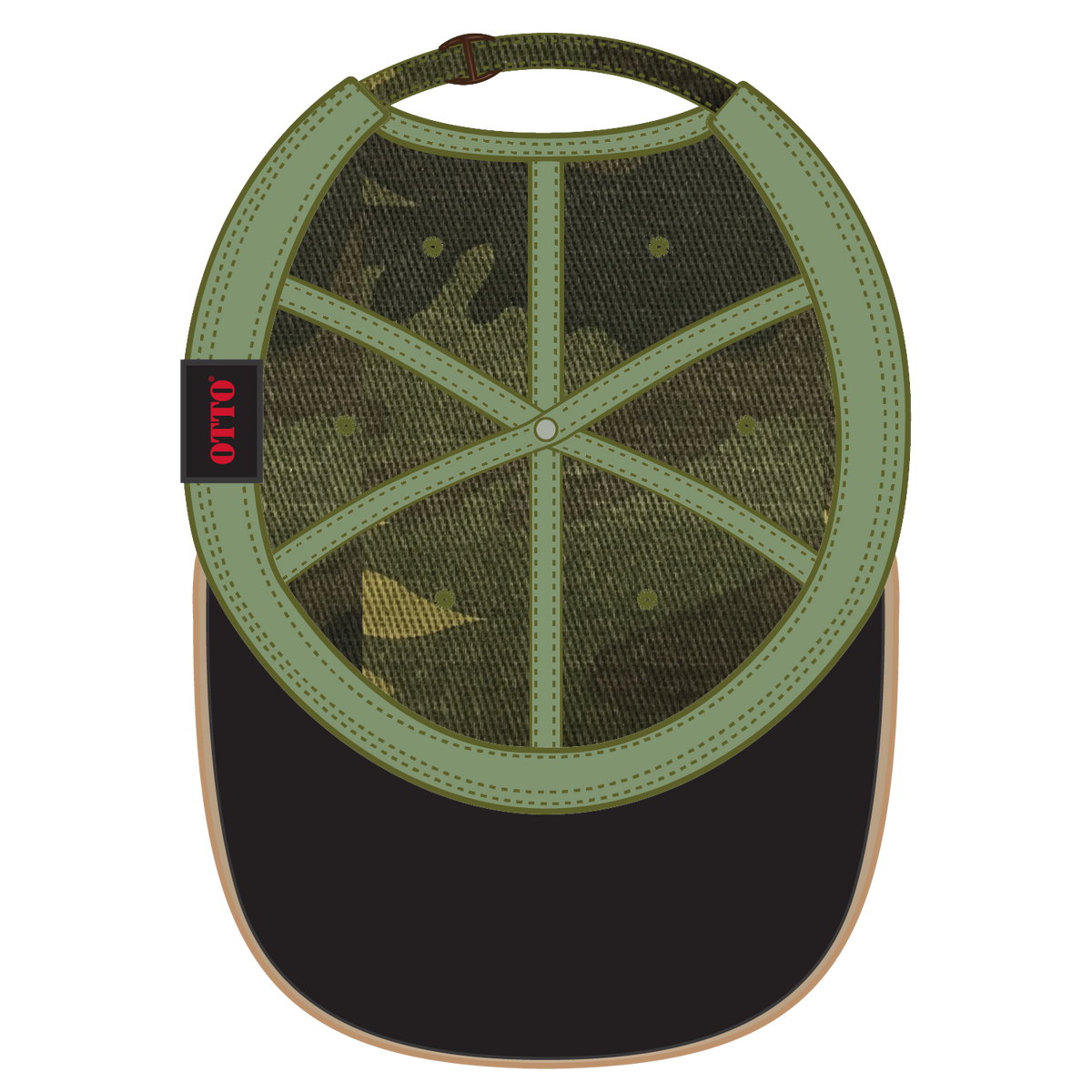 Inside View of CP008 - Camo 008 OTTO CAP 6 Panel Low Profile Baseball Cap