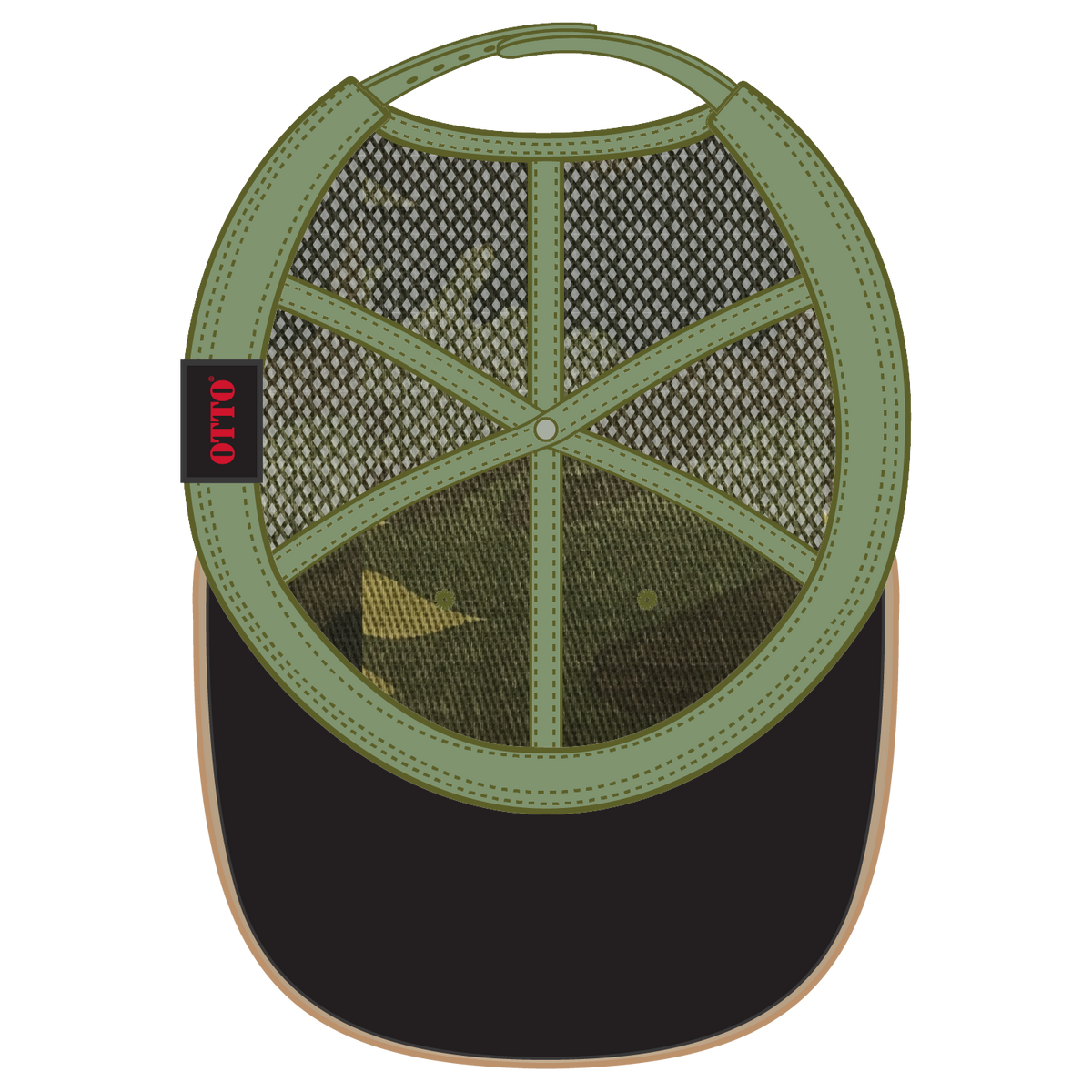 Inside View of CP008 - Camo 008 OTTO CAP 6 Panel Low Profile Mesh Back Trucker Dad Hat