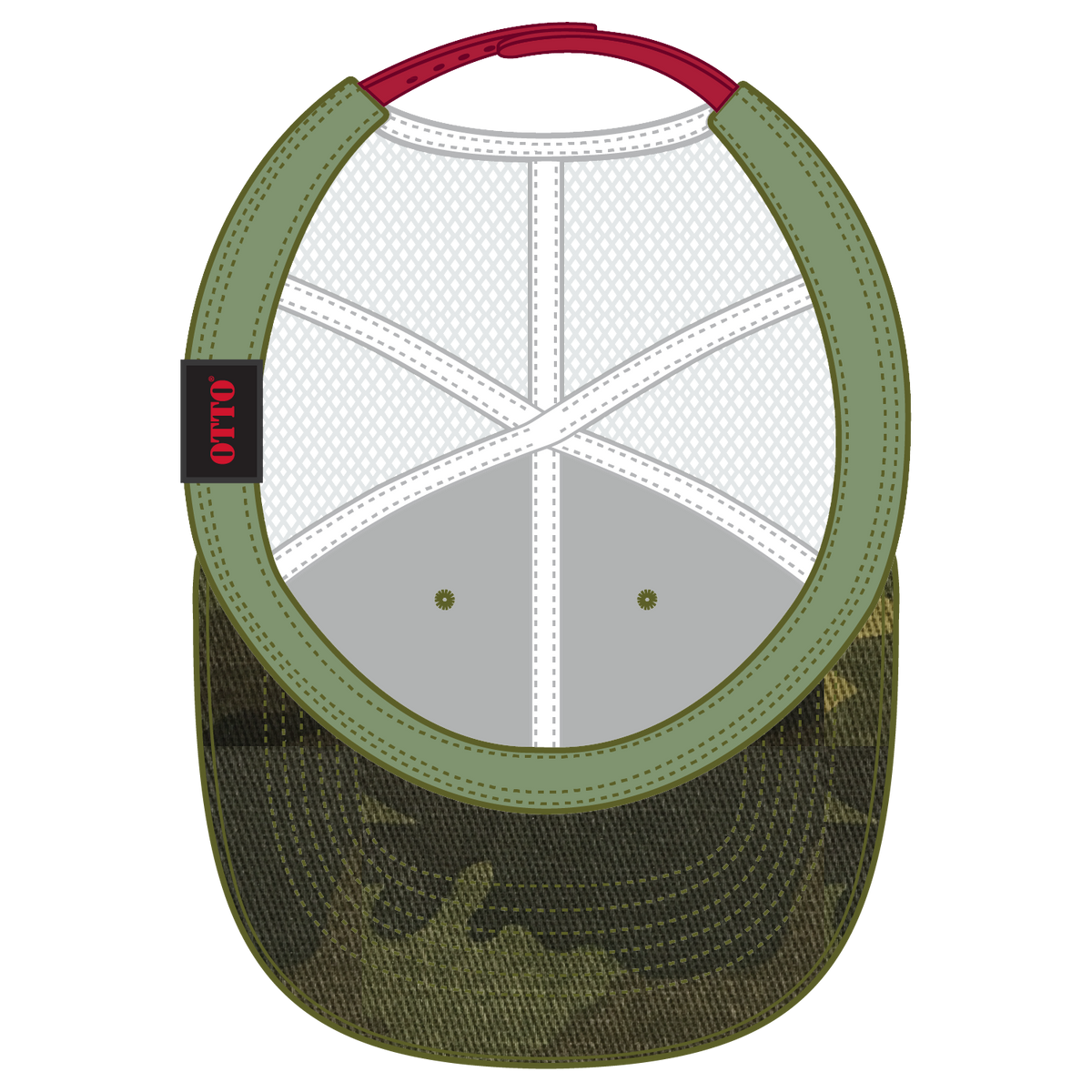 Inside View of CP00816 - Camo 00816 OTTO CAP 6 Panel Low Profile Mesh Back Trucker Hat