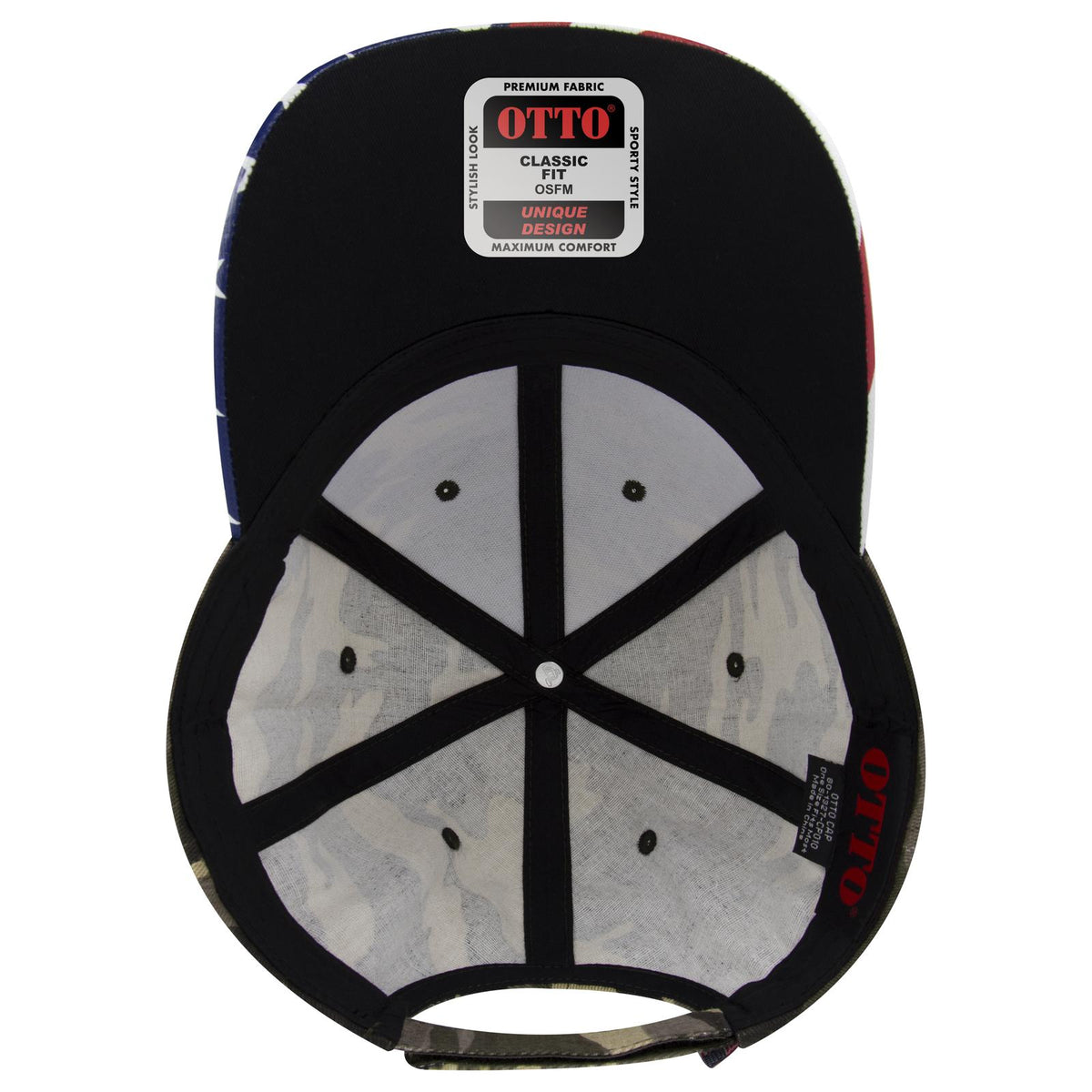 Inside View of CP010 - Camo 010 OTTO CAP 6 Panel Low Profile Baseball Cap
