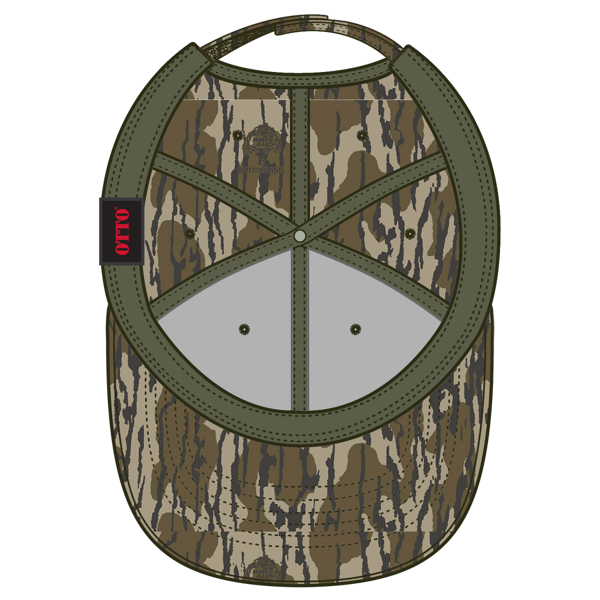 Inside View of MO11 - Bottomland OTTO CAP Mossy Oak Camouflage 6 Panel Low Profile Baseball Cap