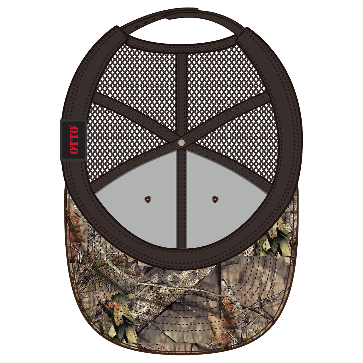 Inside View of MO239 - Break Up Country/Dk. Brn OTTO CAP Mossy Oak Camouflage 6 Panel Low Profile Mesh Back Trucker Hat