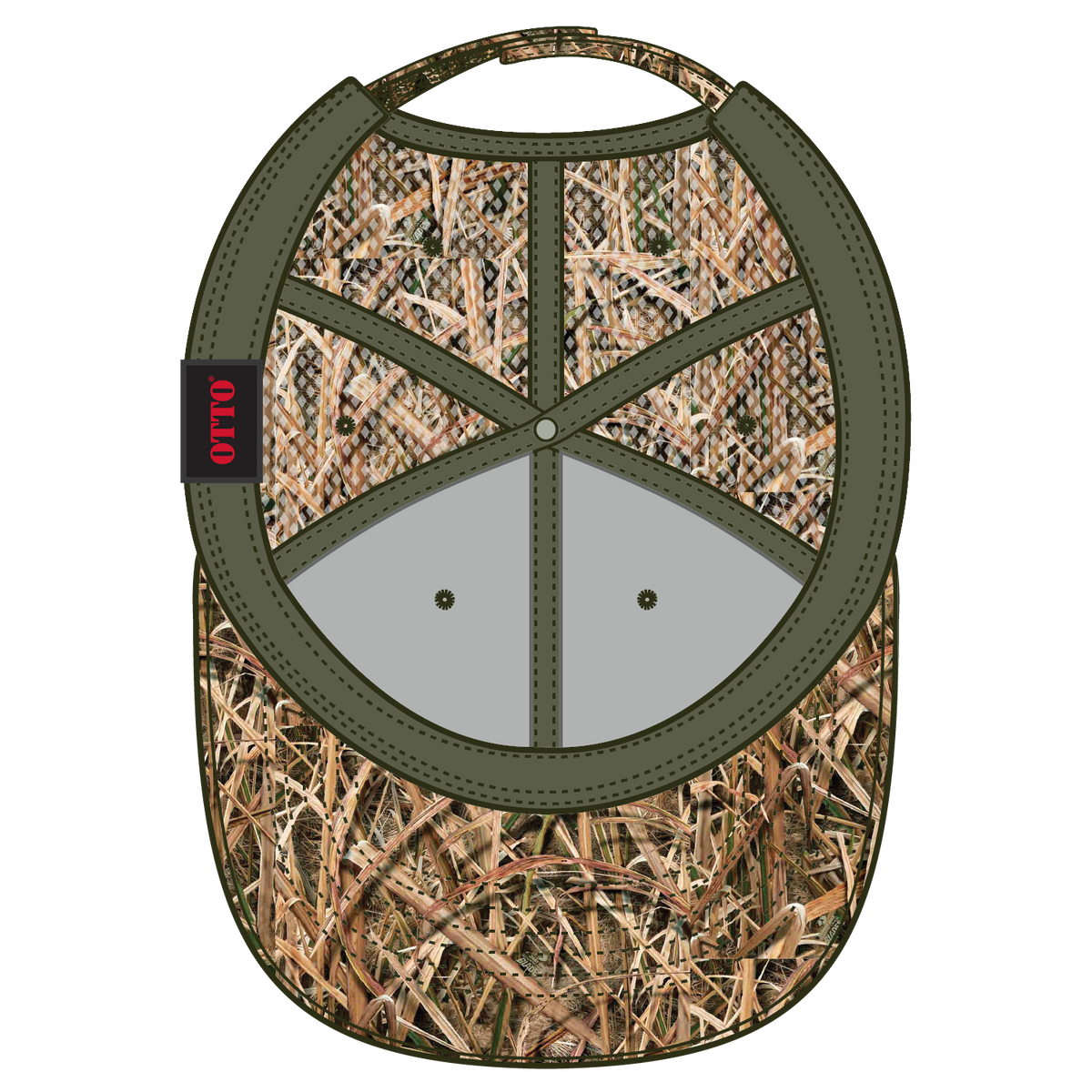 Inside View of MO4 - Shadow Grass Blades OTTO CAP Mossy Oak Camouflage Superior Polyester Twill 6 Panel Low Profile Mesh Back Trucker Hat