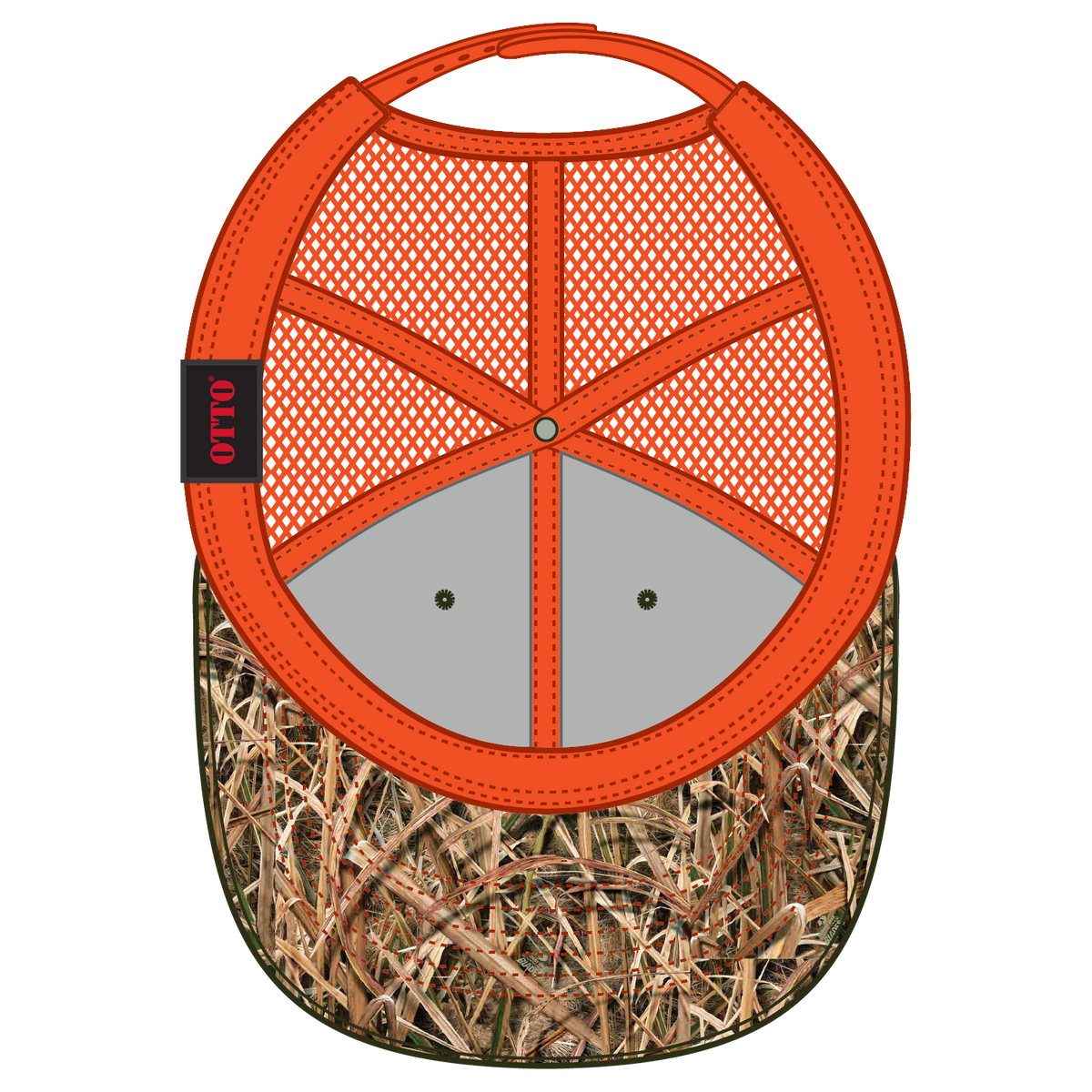 Inside View of MO409 - Shadow Grass Blades/N.Org OTTO CAP Mossy Oak Camouflage 6 Panel Low Profile Mesh Back Trucker Hat