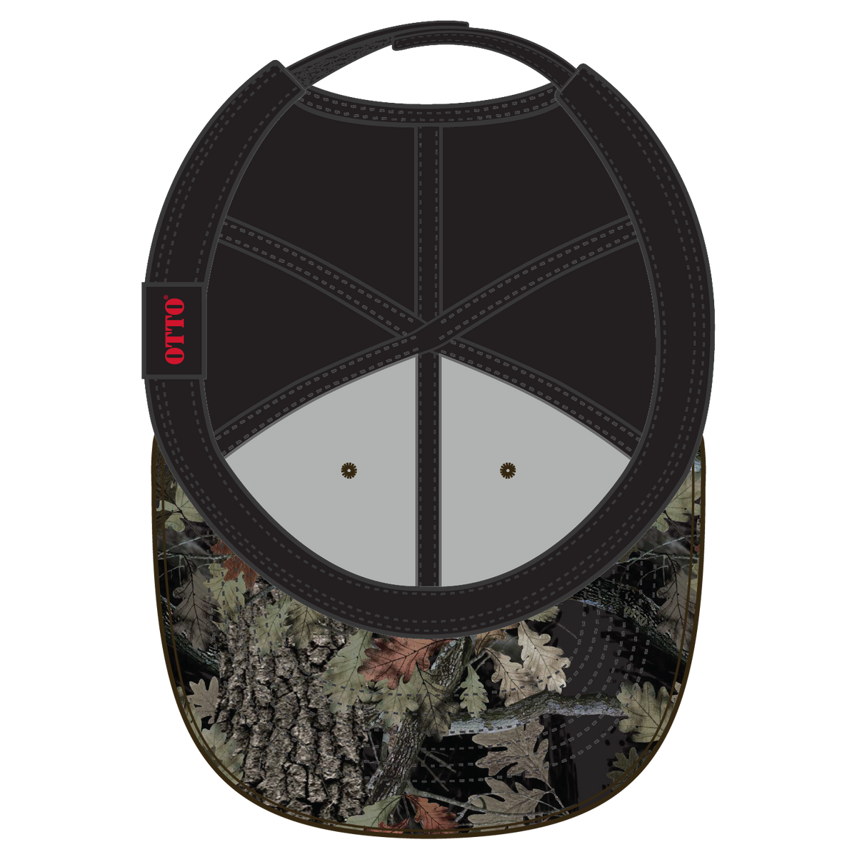 Inside View of NP0303 - Blk/Blk OTTO CAP Camouflage 6 Panel Low Profile Baseball Cap