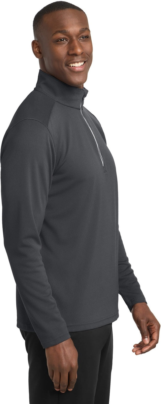 Iron Grey Sport-Tek Sport-Wick Textured 1/4-Zip Pullover. ST860