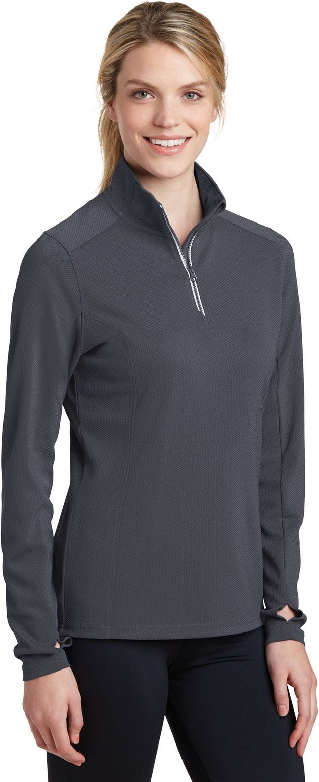 Iron Grey Sport-Tek Women's Sport-Wick Textured 1/4-Zip Pullover. LST860