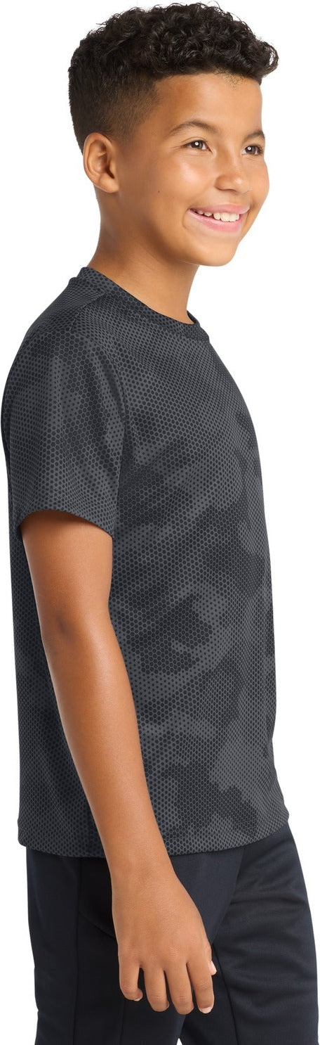 Iron Grey Sport-Tek Youth CamoHex Tee. YST370