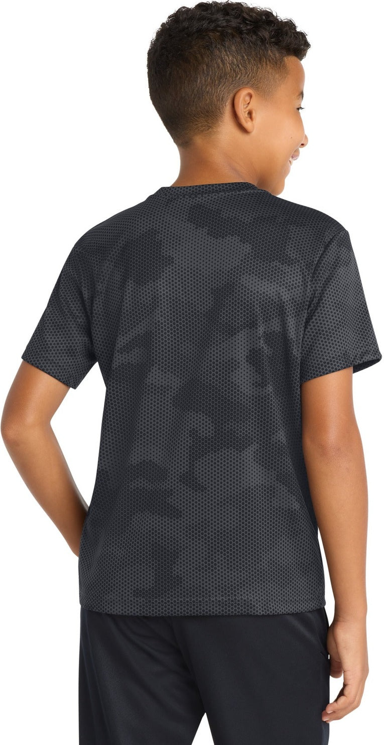 Iron Grey Sport-Tek Youth CamoHex Tee. YST370