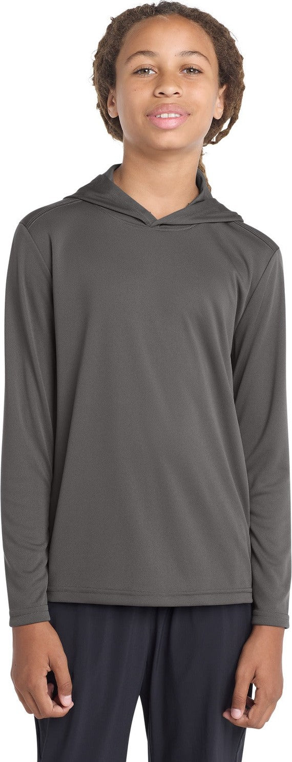 Iron Grey Sport-Tek Youth PosiCharge Competitor Hooded Pullover. YST358