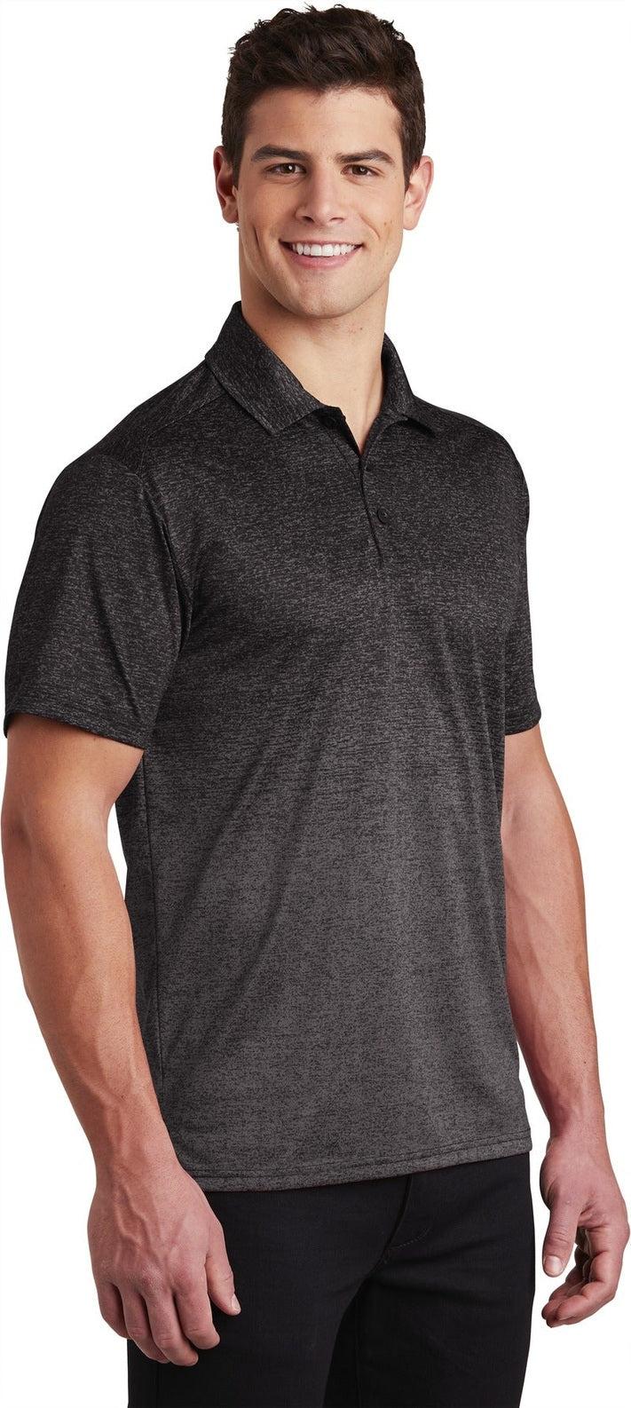Iron Grey/Blk Sport-Tek Ombre Heather Polo. ST671