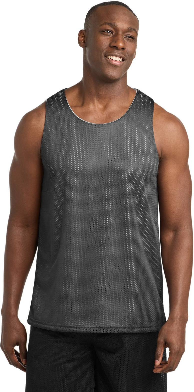 Iron Grey/Wh Sport-Tek PosiCharge Classic Mesh Reversible Tank. ST500