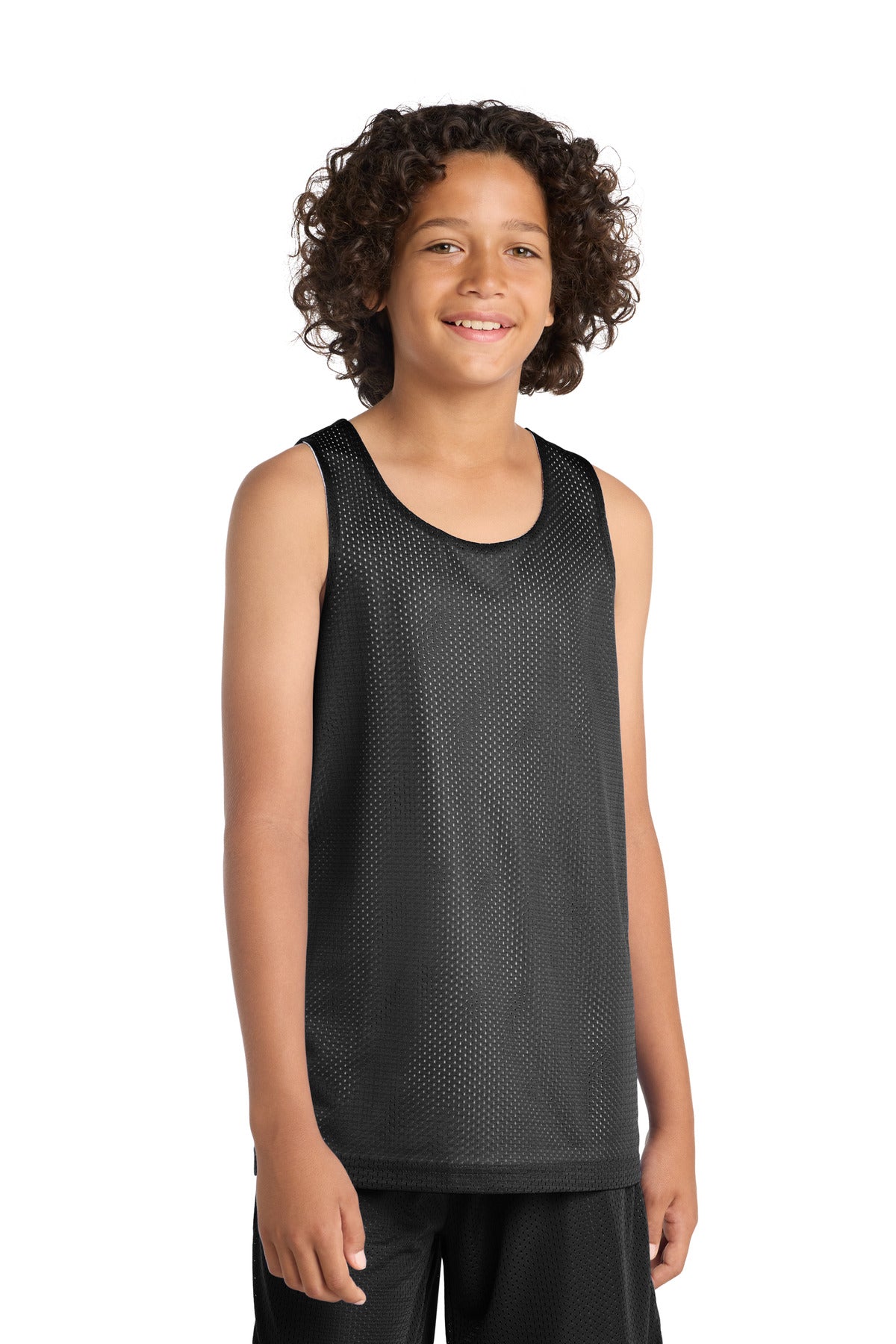 Iron Grey/Wh Sport-Tek Youth PosiCharge Classic Mesh Reversible Tank. YST500