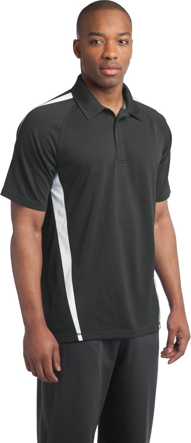 Iron Grey/Wht Sport-Tek PosiCharge Micro-Mesh Colorblock Polo. ST685