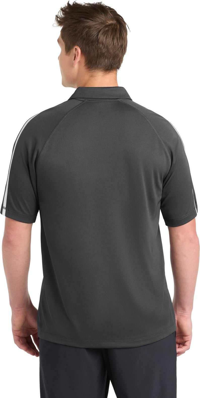 Iron Grey/Wht Sport-Tek PosiCharge Micro-Mesh Colorblock Polo. ST685