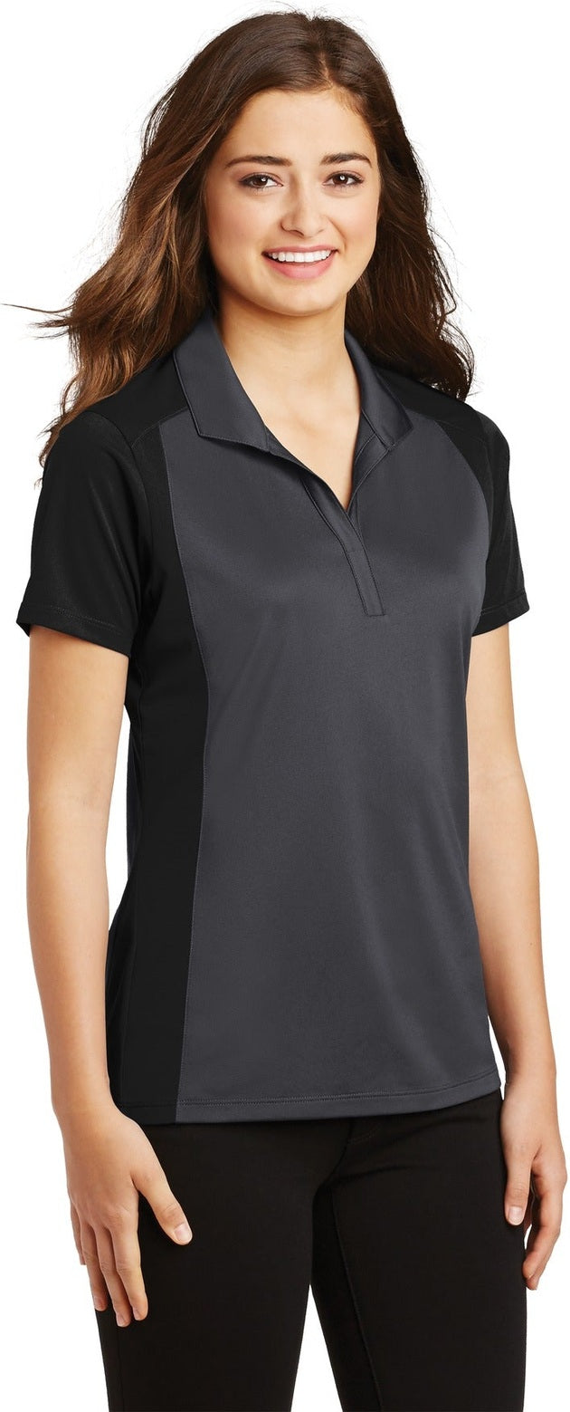 Iron Gy/Black Sport-Tek Women's Colorblock Micropique Sport-Wick Polo. LST652