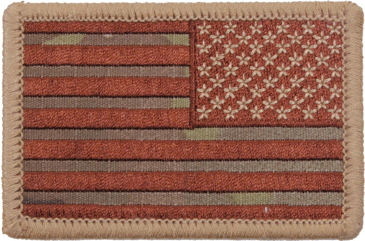 Iron on / Sew Embroidered us Flag Patch - Multicam / Reverse