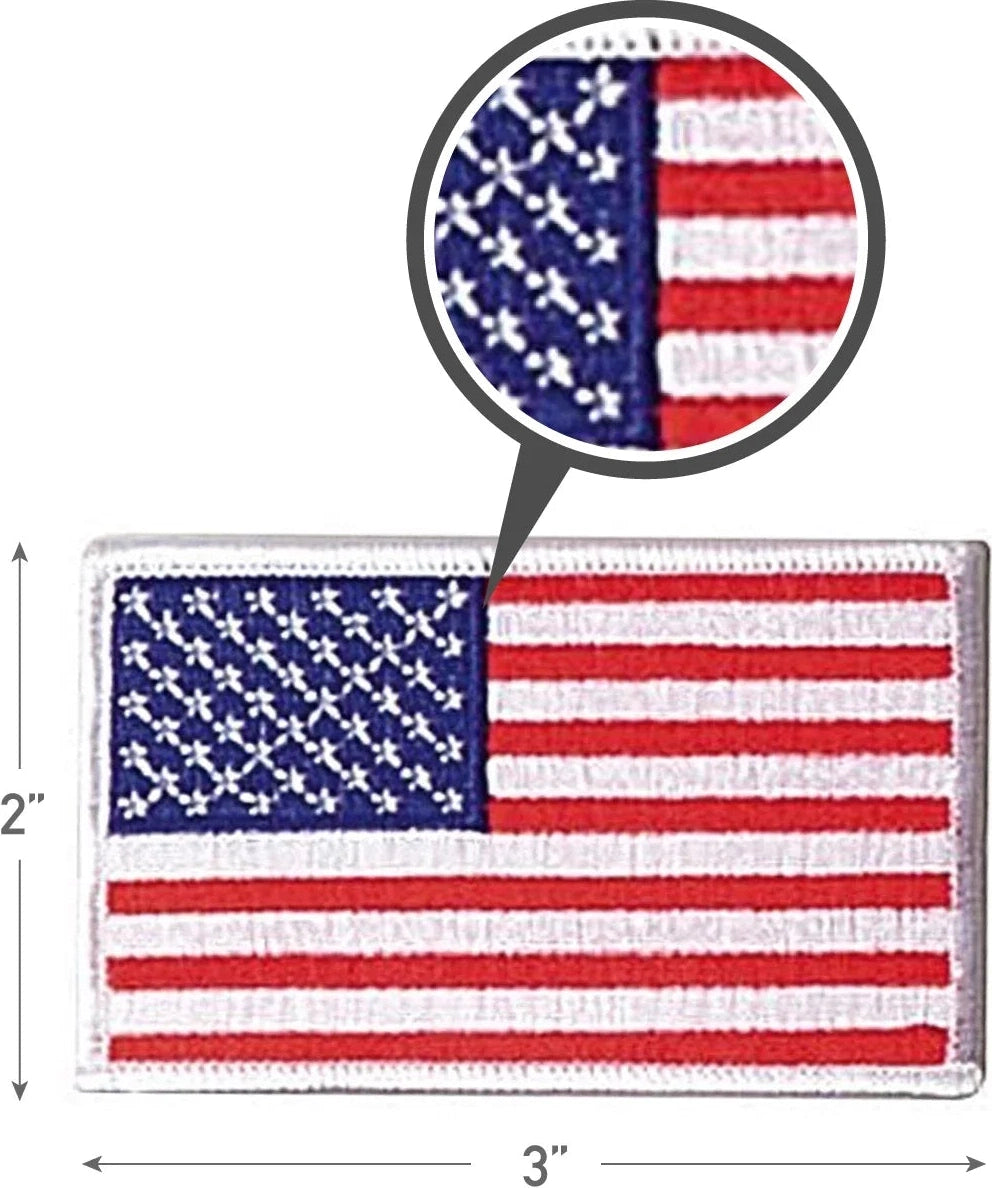 Iron on / Sew Embroidered us Flag Patch - Red White Blue with Border / Normal