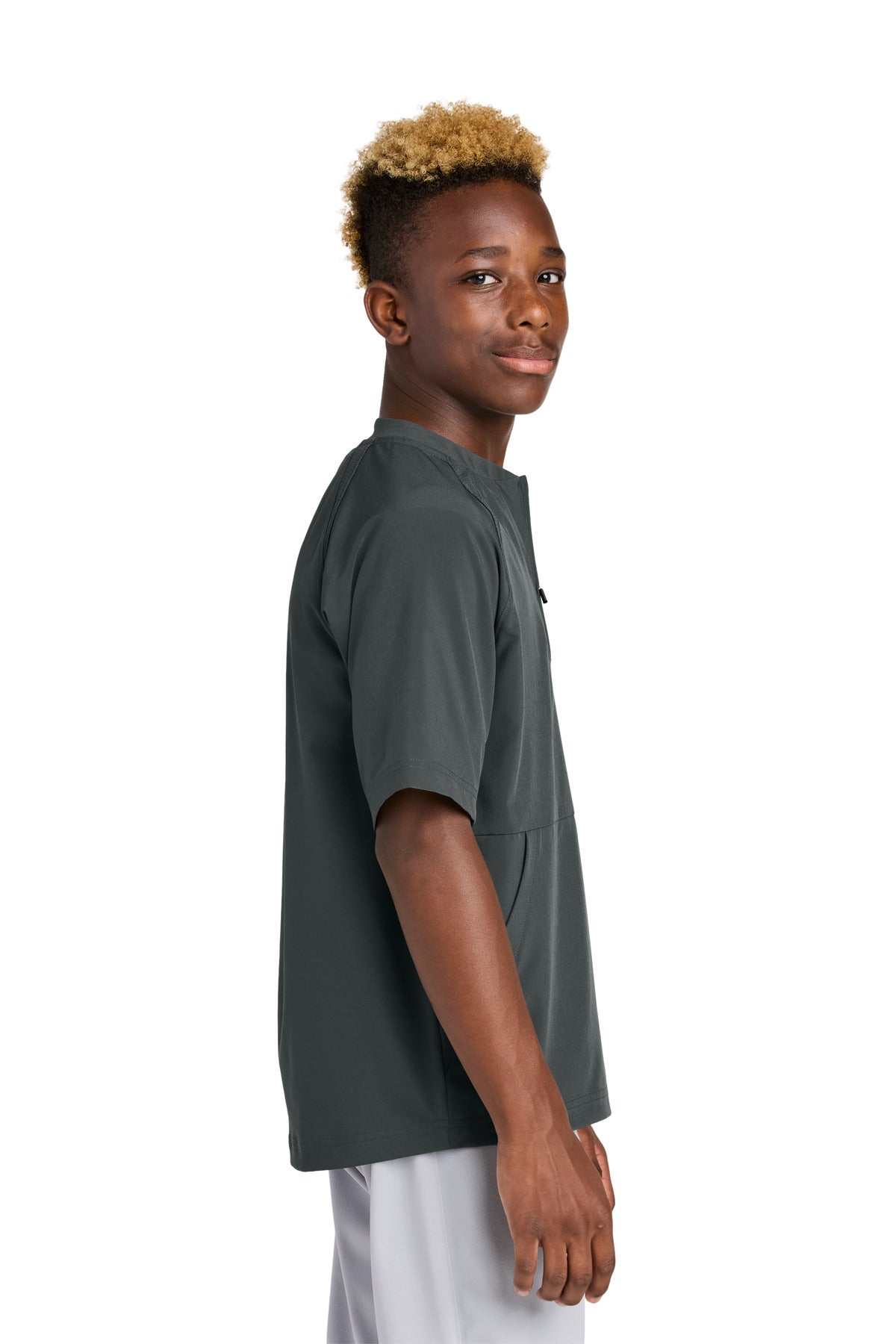 IronGrey Sport-Tek Youth Repeat 1/2-Zip Short Sleeve Jacket YJST489