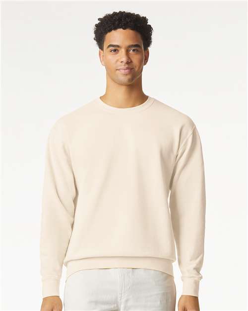 Ivory Garment-Dyed Lightweight Fleece Crewneck Sweatshirt - 1466
