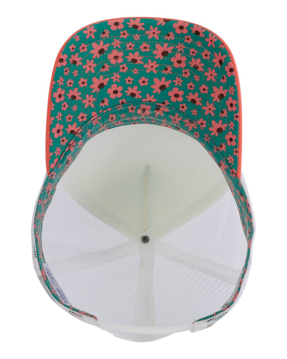 Ivory/ Sherbert/ White/ Floral Women's Foam Trucker Cap - ROSIE
