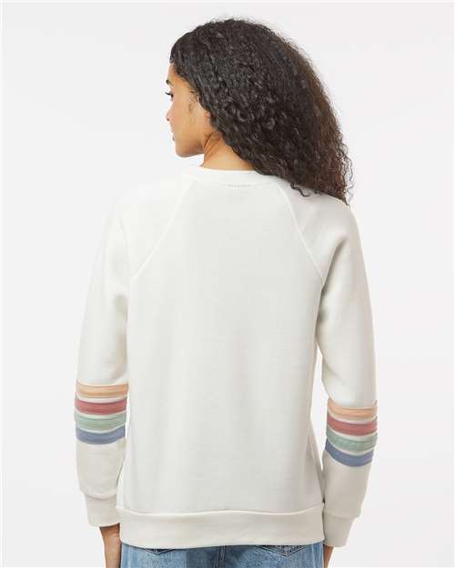 Ivory Women&#39;s Striped Sleeves Crewneck Sweatshirt - W23152