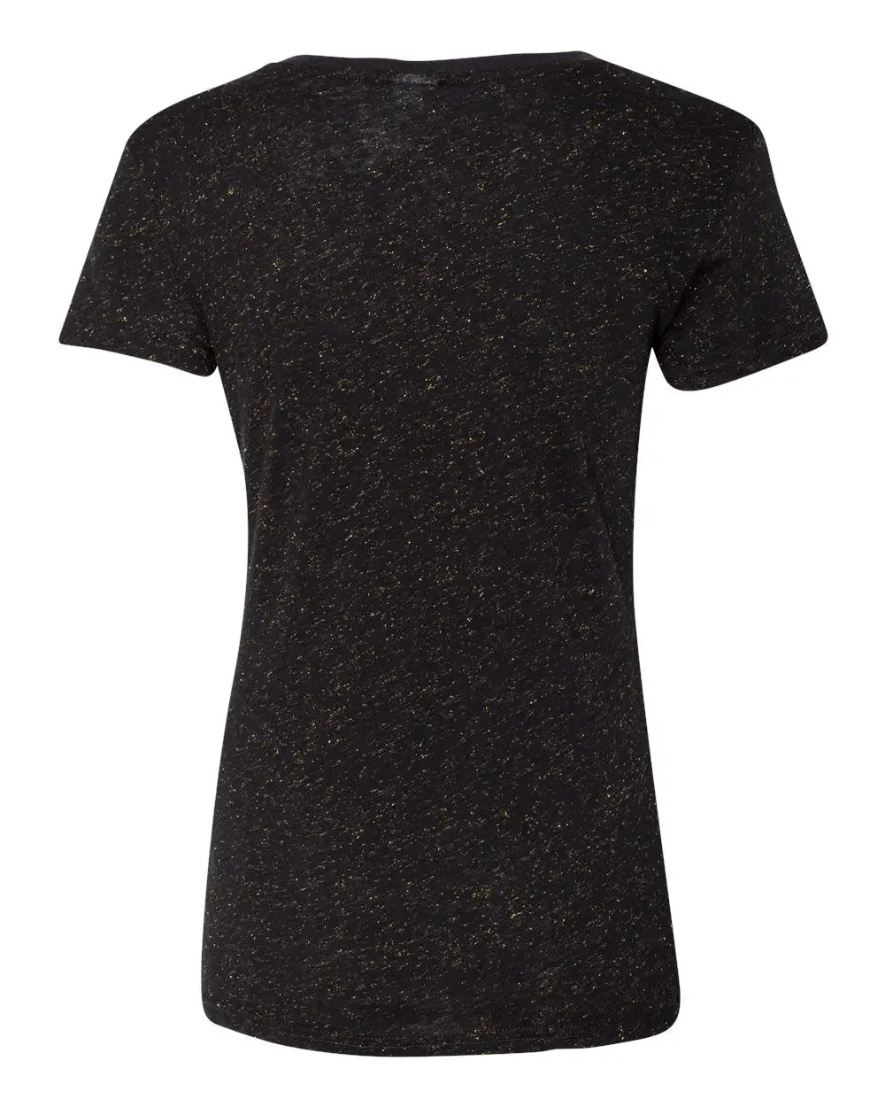 J. America 8136 Women’s Glitter V-neck T-shirt - Black Gold - Black/ / Ladies Xs