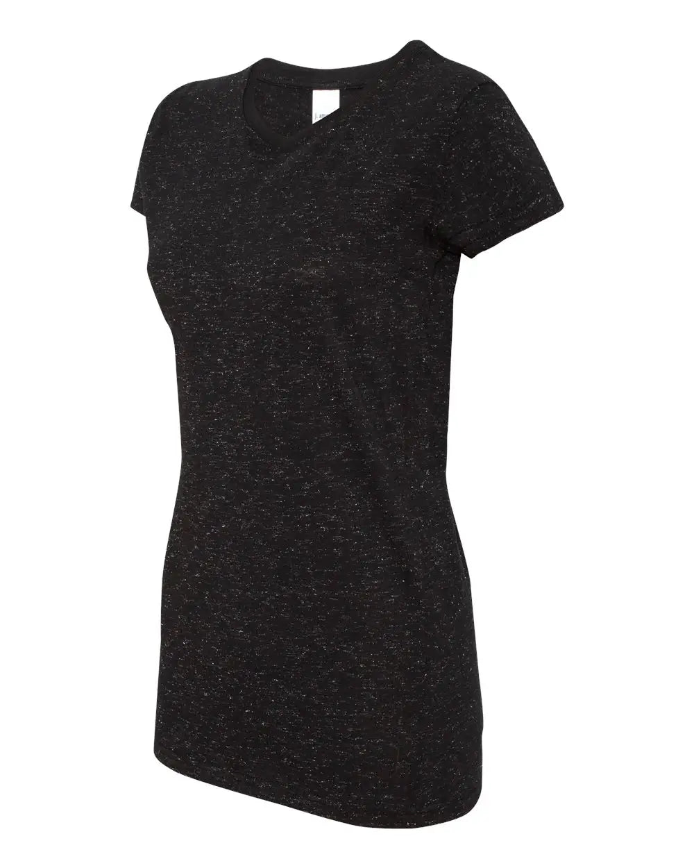 J. America 8138 Women’s Glitter T-shirt - Black Silver - Black/ / Ladies Xs