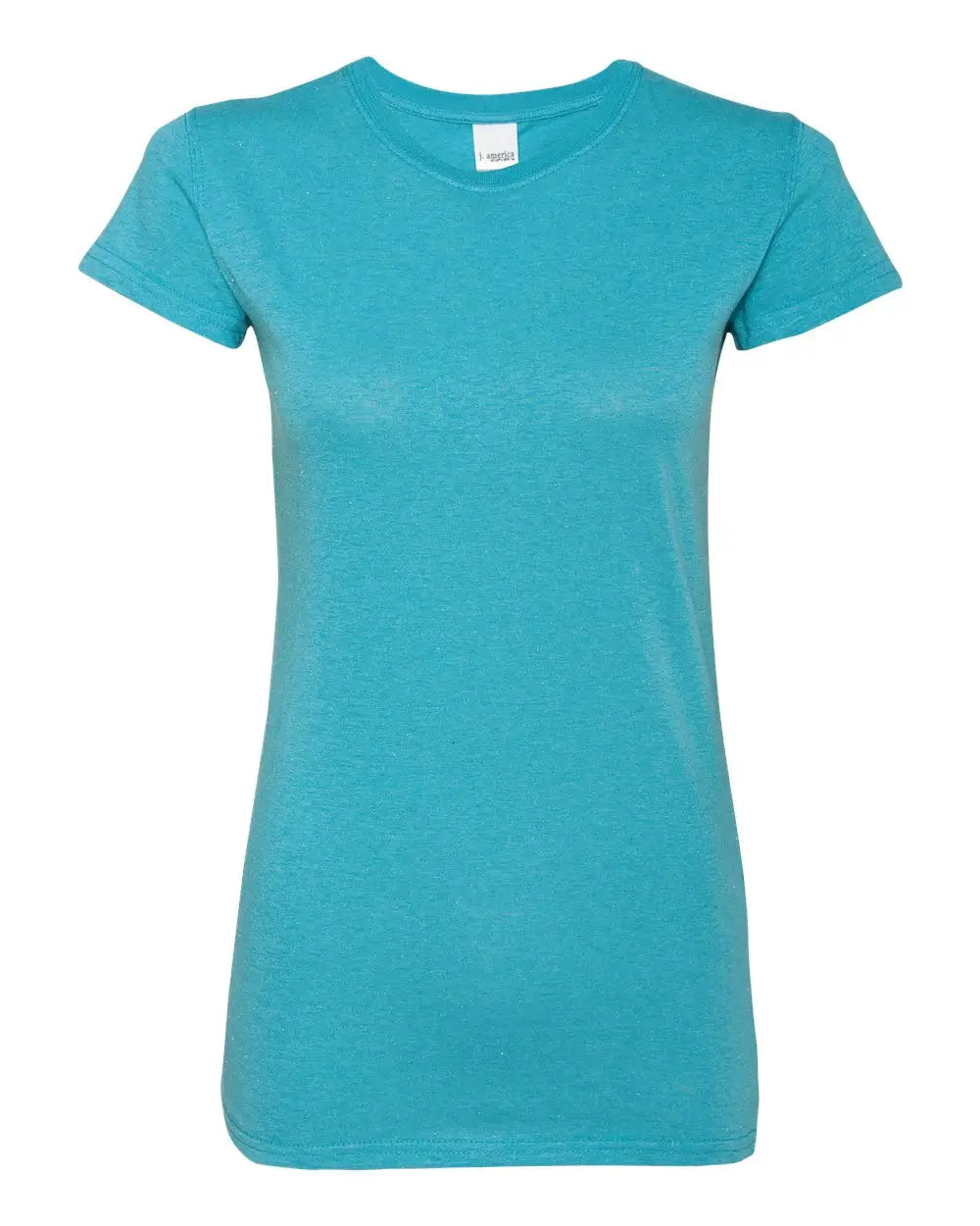 J. America 8138 Women’s Glitter T-shirt - Maui Blue Silver