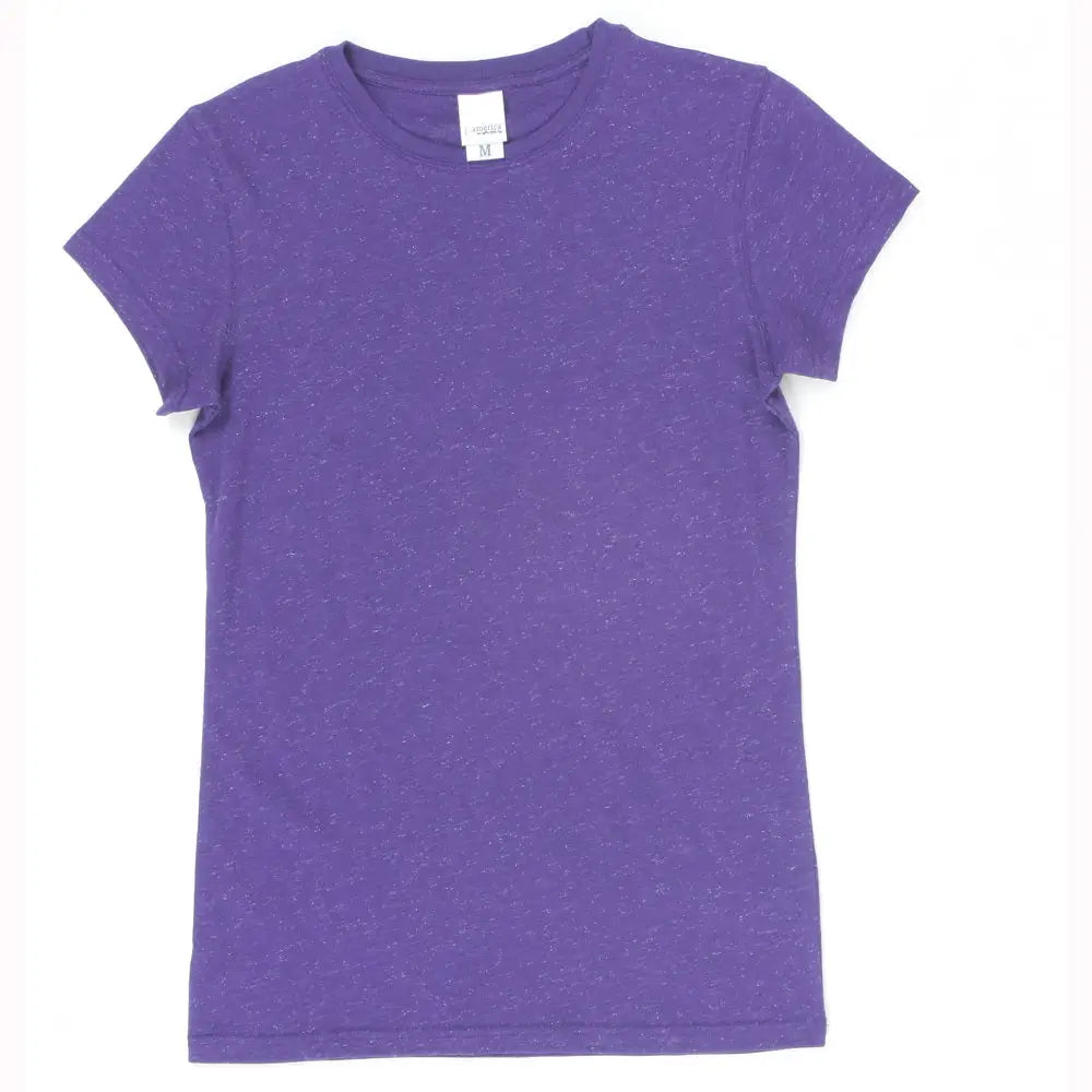 J. America 8138 Women’s Glitter T-shirt - Purple Silver - Purple/ / Ladies Xs