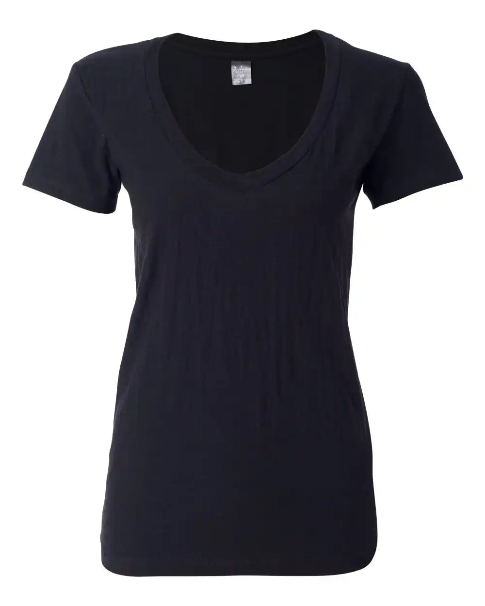 J. America 8169 Women’s V-neck Slub T-shirt - Black