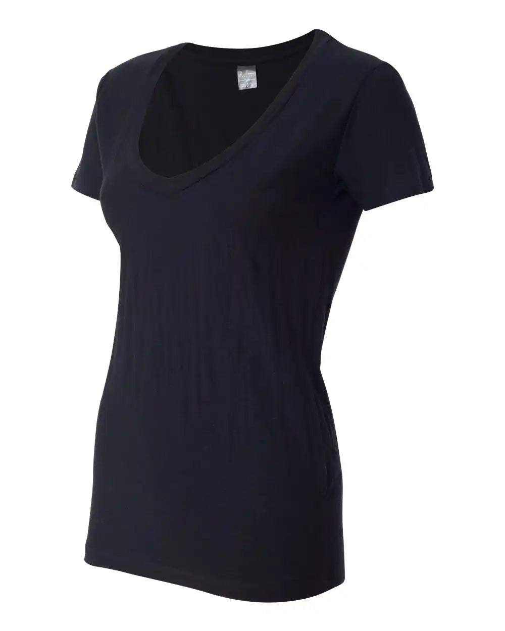 J. America 8169 Women’s V-neck Slub T-shirt - Black - l