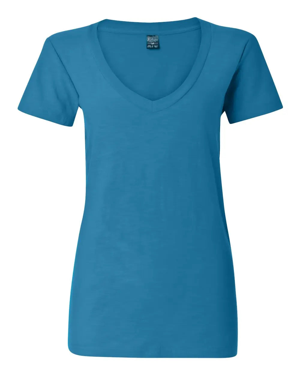 J. America 8169 Women’s V-neck Slub T-shirt - Oceanberry
