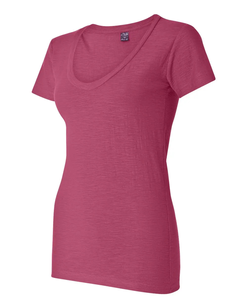 J. America 8169 Women’s V-neck Slub T-shirt - Wildberry - Ladies s