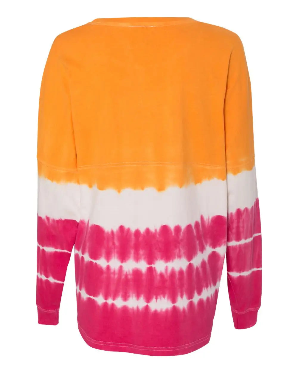 J. America 8229 Game Day Jersey Long Sleeve T-shirt - Atomic Orange Cosmic Pink Tie-dye