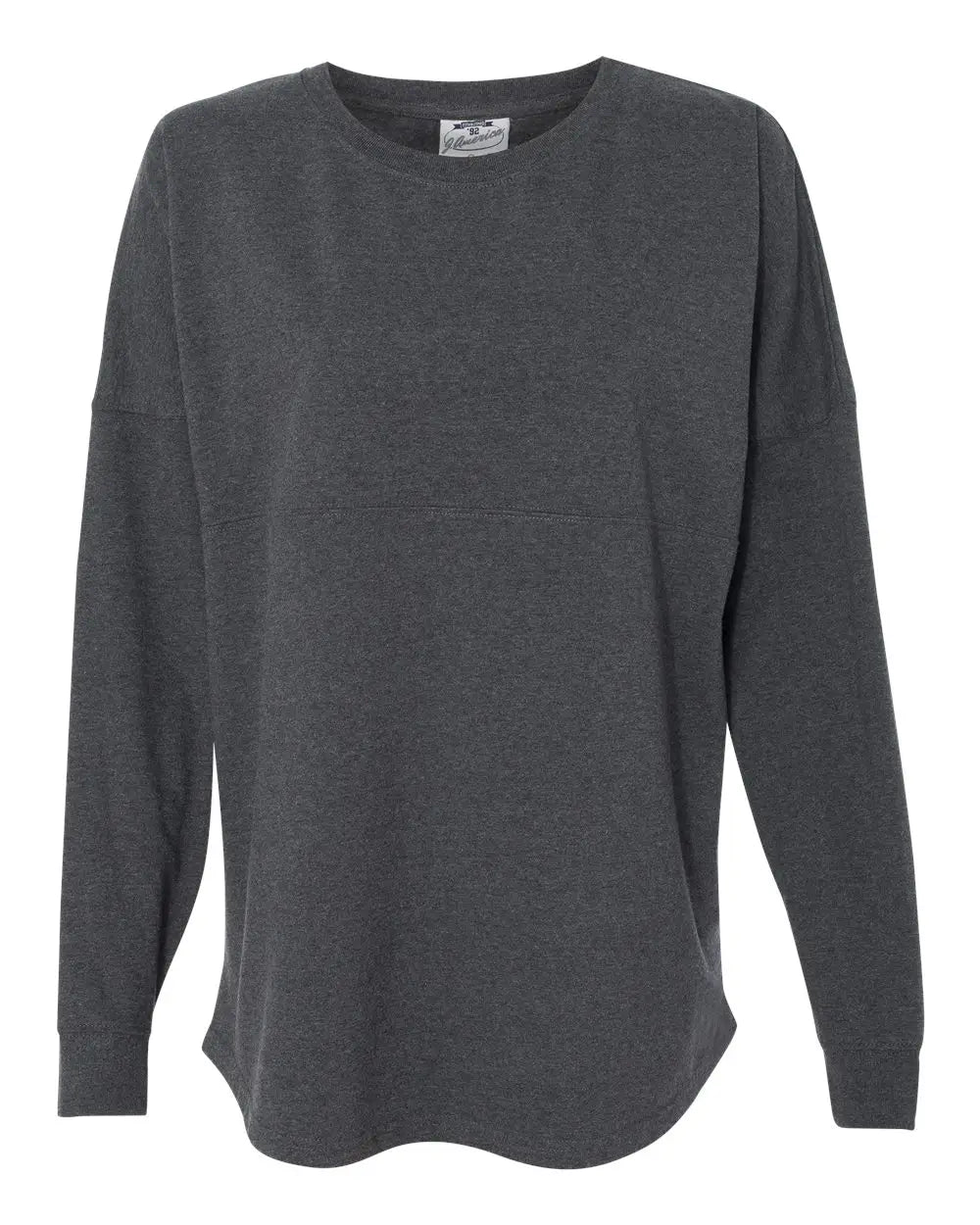 J. America 8229 Game Day Jersey Long Sleeve T-shirt - Charcoal Heather - Dark Gray / Xs