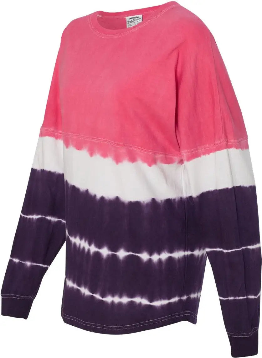 J. America 8229 Game Day Jersey Long Sleeve T-shirt - Wildberry Very Berry Tie-dye - Wildberry/ / Xs