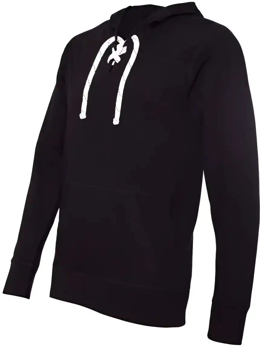 J. America 8231 Jersey Sport Lace Hooded Pullover Black