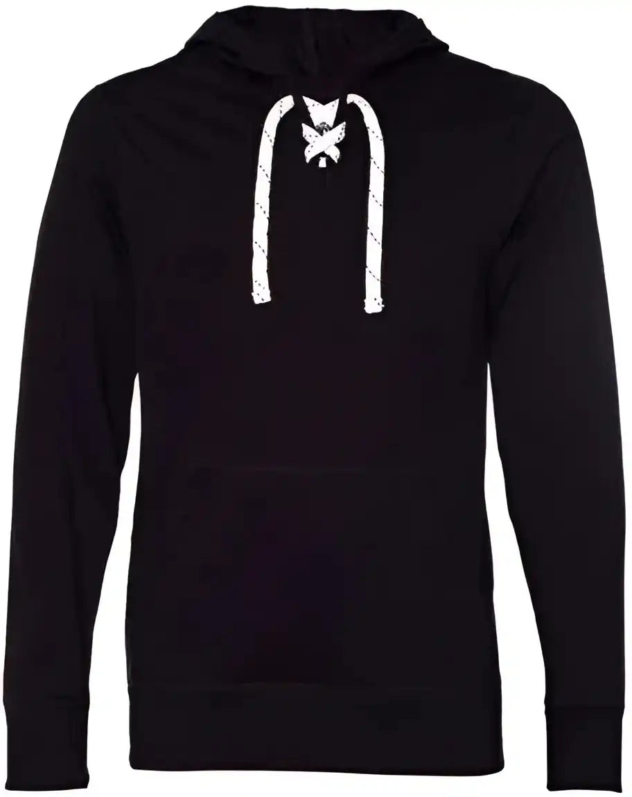 J. America 8231 Jersey Sport Lace Hooded Pullover Black