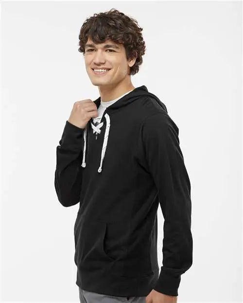 J. America 8231 Jersey Sport Lace Hooded Pullover - Black