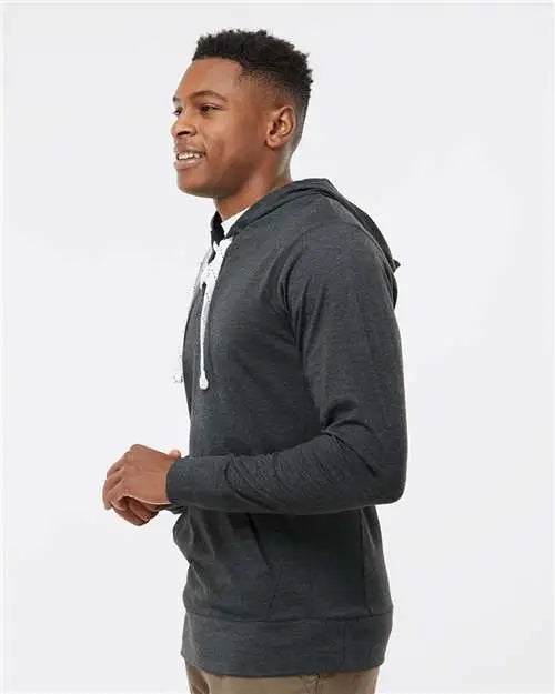 J. America 8231 Jersey Sport Lace Hooded Pullover - Charcoal Heather