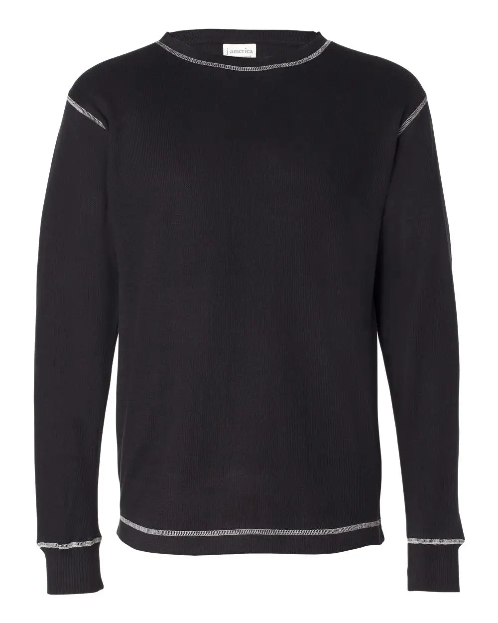 J. America 8238 Vintage Thermal Long Sleeve T-shirt - Black White