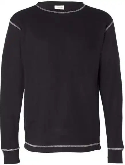 J. America 8238 Vintage Thermal Long Sleeve t Shirt Black White