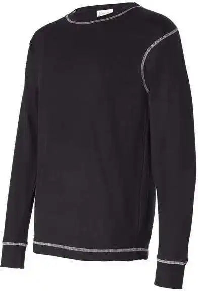 J. America 8238 Vintage Thermal Long Sleeve t Shirt Black White