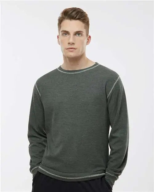 J. America 8238 Vintage Thermal Long Sleeve T-shirt - Charcoal Heather White