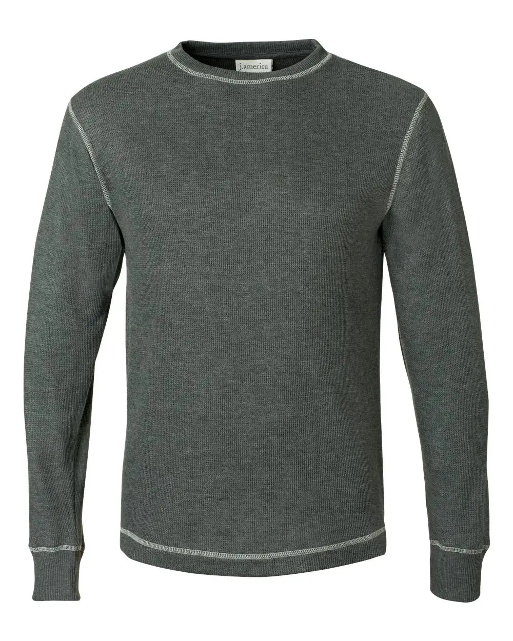 J. America 8238 Vintage Thermal Long Sleeve T-shirt - Charcoal Heather White - Dark Gray Ivory / s