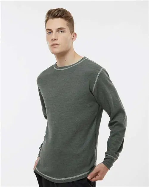 J. America 8238 Vintage Thermal Long Sleeve T-shirt - Charcoal Heather White