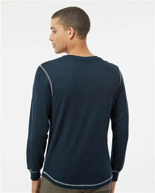 J. America 8238 Vintage Thermal Long Sleeve T-shirt - Navy White