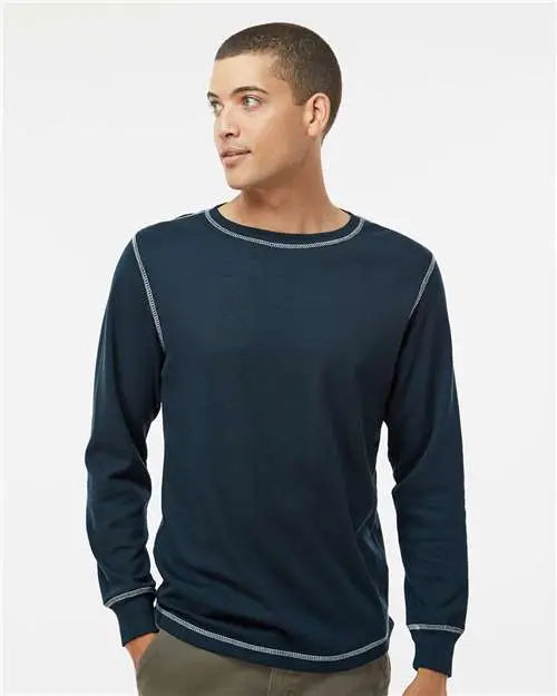 J. America 8238 Vintage Thermal Long Sleeve T-shirt - Navy White